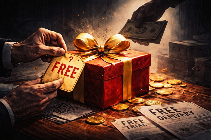 Free that you pay for later: Free delivery, trial subscription, gift